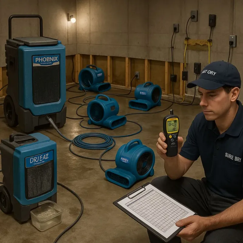 Structural Drying and Dehumidification process in Moore County, TX